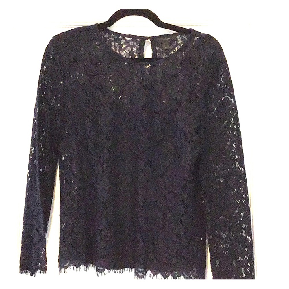 J Crew Navy lace blouse
